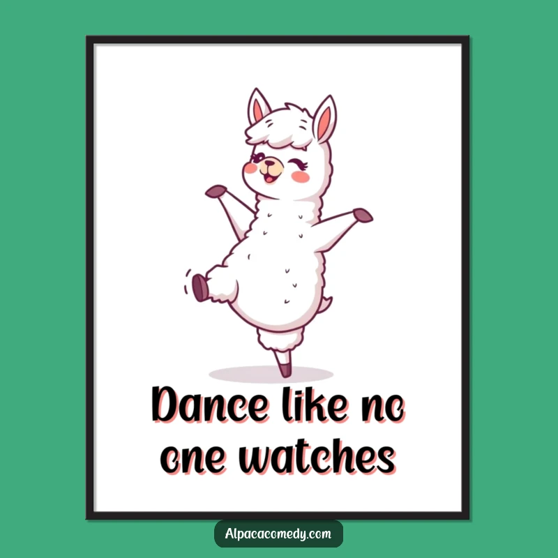 Funny Dancing Alpaca Poster - Joyful Llama Wall Art for Happy Homes