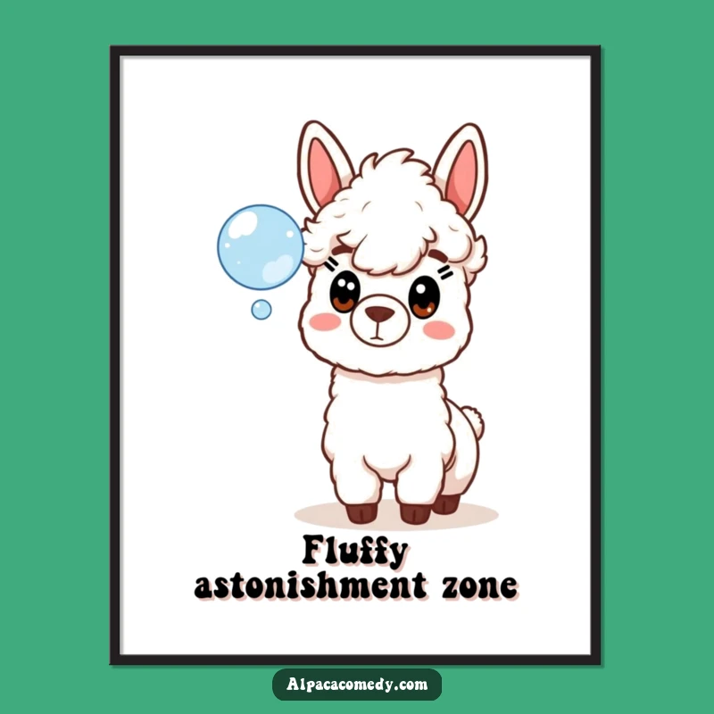 Funny Alpaca Surprise Soap Bubble Poster - Whimsical Wall Art Gift
