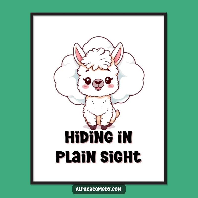 Funny Alpaca Cloud Poster - Whimsical Wall Art for Playful Spaces Gift