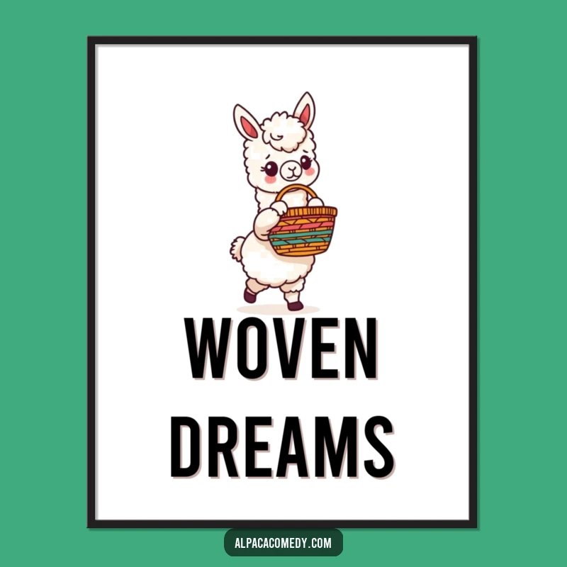 Funny Alpaca Fiesta Basket Poster: Vibrant Wall Art Decor Gift Idea