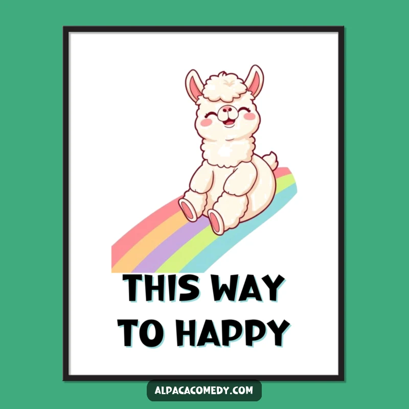 Funny Alpaca Rainbow Slide Poster: Bring Joyful Scenes Home