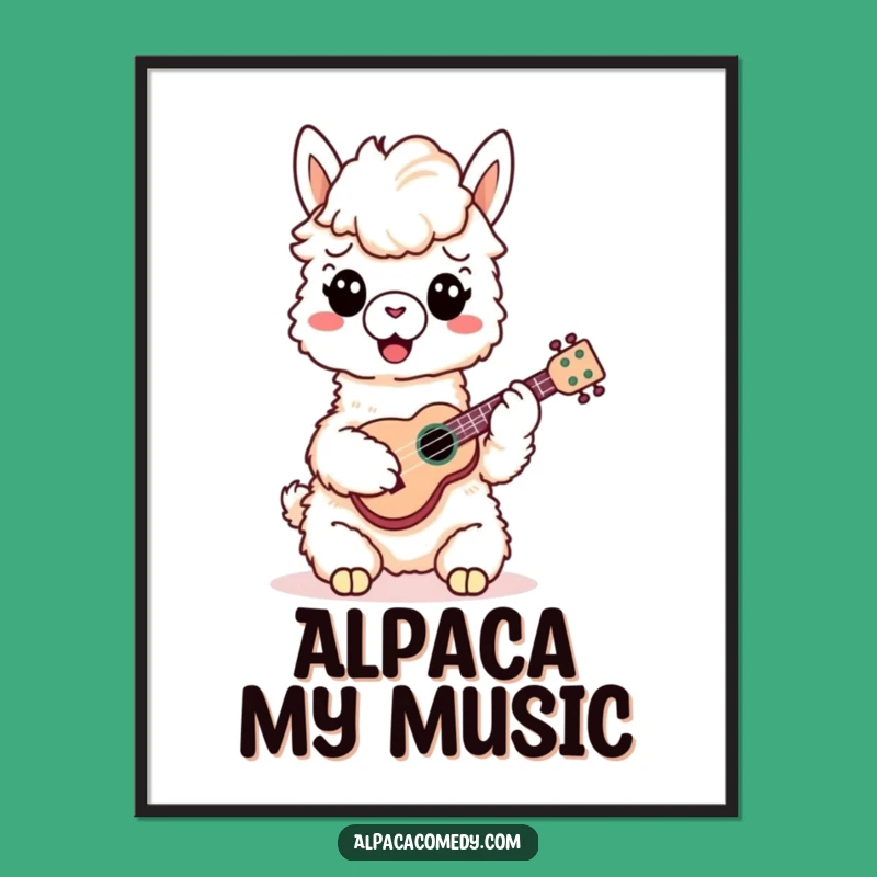 Funny Alpaca Ukulele Poster - Wall Art for Music Lovers Gift