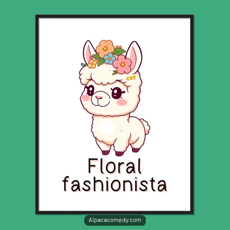 Funny Flower Crown Alpaca Poster: Adorable Art, Delightful Funny Gift