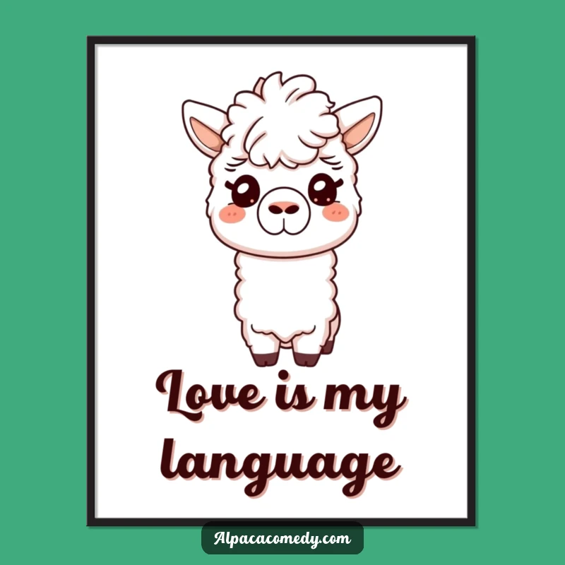 Funny Friendly Alpaca Poster - Gentle Nuzzle Art Print Gift