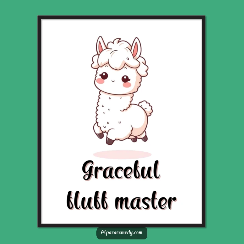 Funny Kawaii Alpaca Poster, Fluffy Mane Wall Art, Adorable Cute Animal Funny Gift Decor