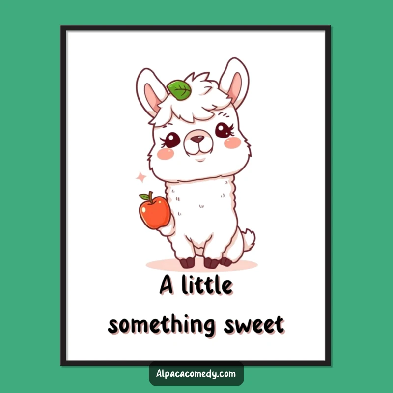 Funny Kind Alpaca Apple Poster - Heartwarming Wall Art Gift for All