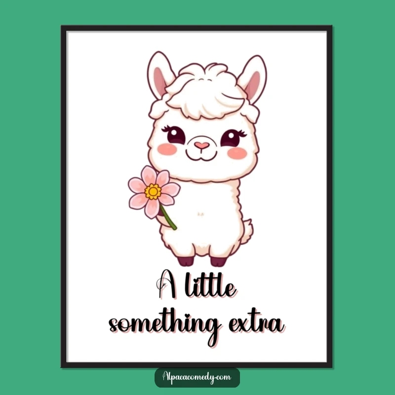 Funny Winking Alpaca Poster: Gentle Character, Offering Bloom, Wall Art
