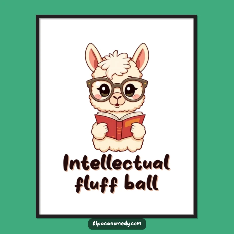 Funny Alpaca Bookworm Poster - Intellectual Wall Art Gift for Readers