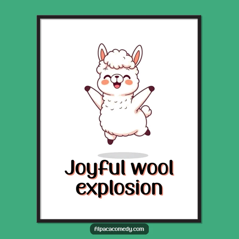 Funny Alpaca Joy Jump Poster, Flying Wool Alpaca Wall Art Gift