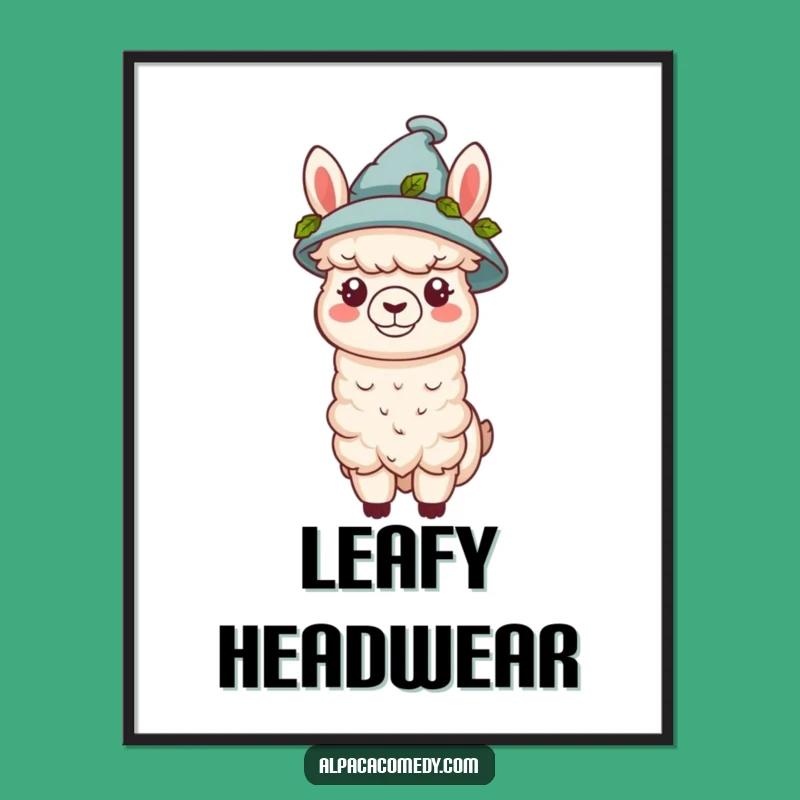 Funny Kawaii Alpaca Hat Poster - Stylish & Humorous Wall Art