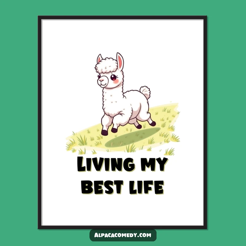 Funny Galloping Alpaca Poster - Dramatic Windblown Fleece Art Print