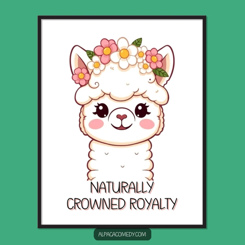 Funny Kawaii Alpaca Flower Crown Poster: Delicate Wall Art!
