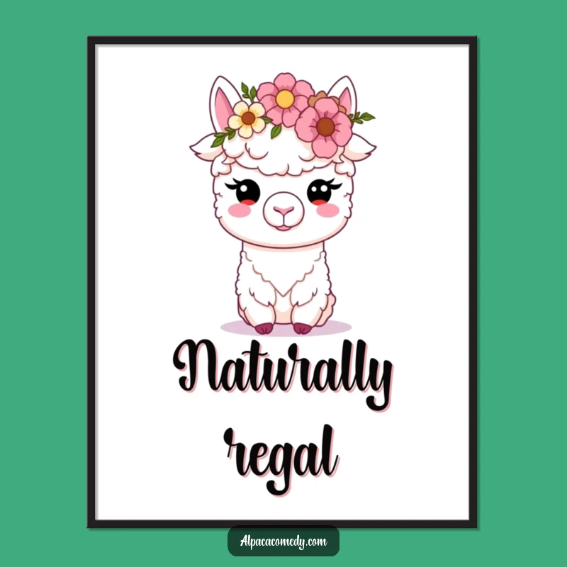 Funny Kawaii Alpaca Floral Poster - Sweet Wall Art Gift!