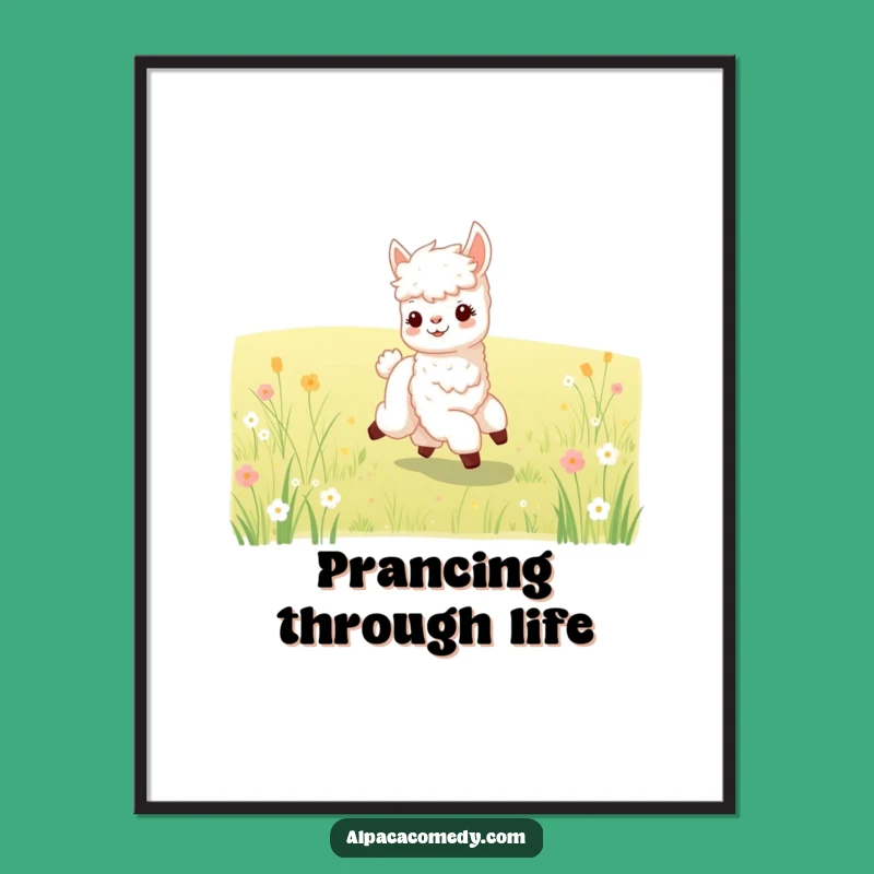 Funny Baby Alpaca Prancing Poster: Charming Alpaca Art, Delightful Funny Gift