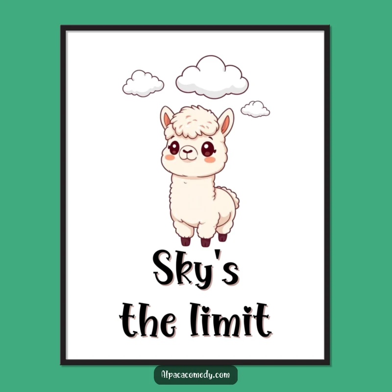 Funny Alpaca Cloud Poster - Dreamy Pondering Wall Art