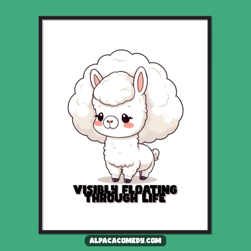 Funny Kawaii Alpaca Cloud Nuzzle Poster: Dreamy Wall Art!