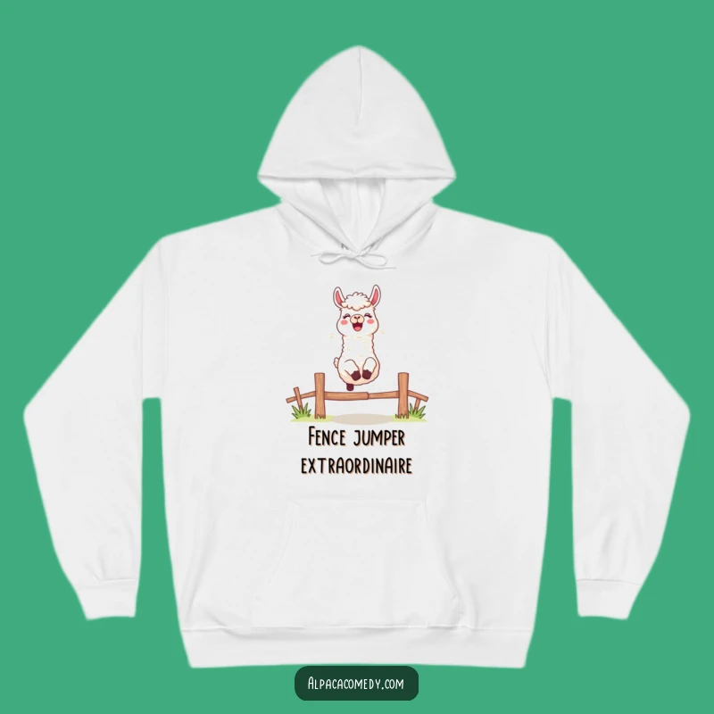 Funny Leaping Alpaca Hoodie: Cozy Excited Character, Cheerful Bleat, Warm Gift