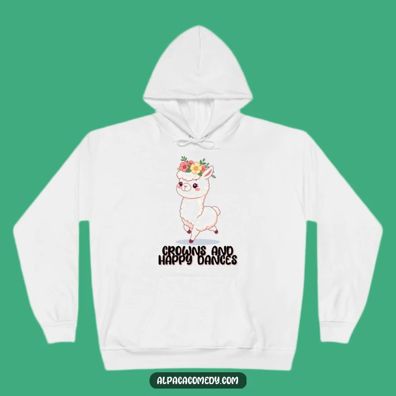 Funny Alpaca Flower Crown Hoodie, Cozy & Hilarious Prancing Alpaca Gift for Her