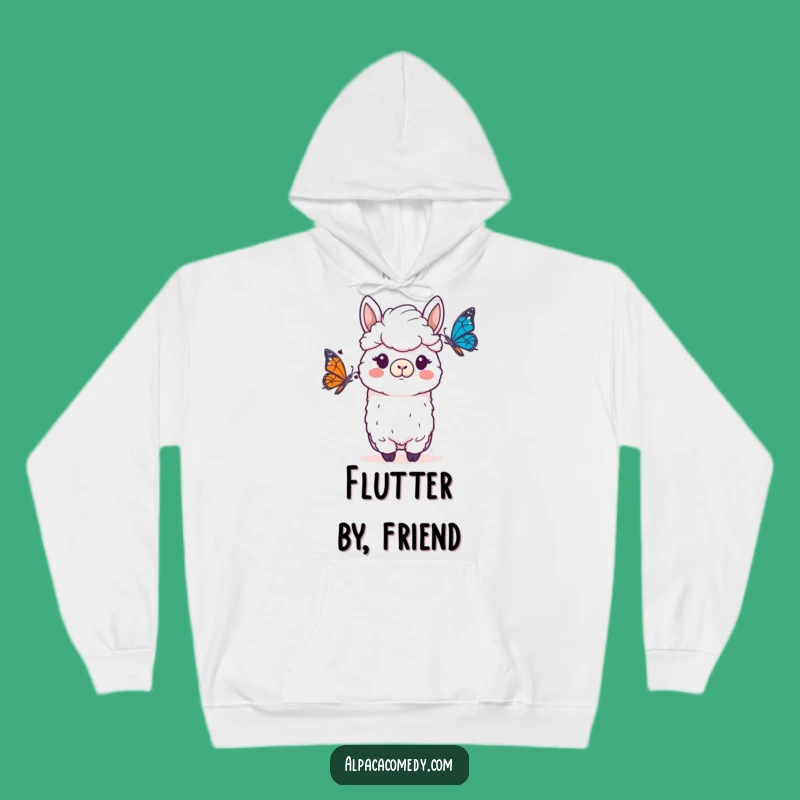 Funny Alpaca Surprise Hoodie - Cozy Butterfly Encounter Comfort