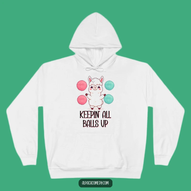 Funny Juggling Alpaca Hoodie - Cozy Llama Character Sweatshirt