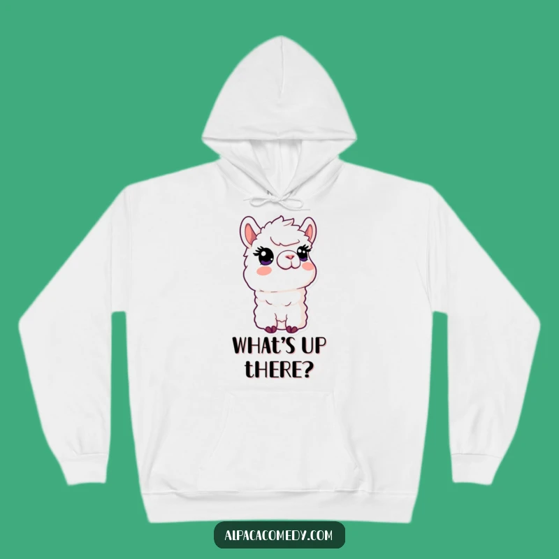 Funny Kawaii Alpaca Hoodie, Curious Upward Gaze Sweatshirt, Cozy Funny Gift for Dreamers