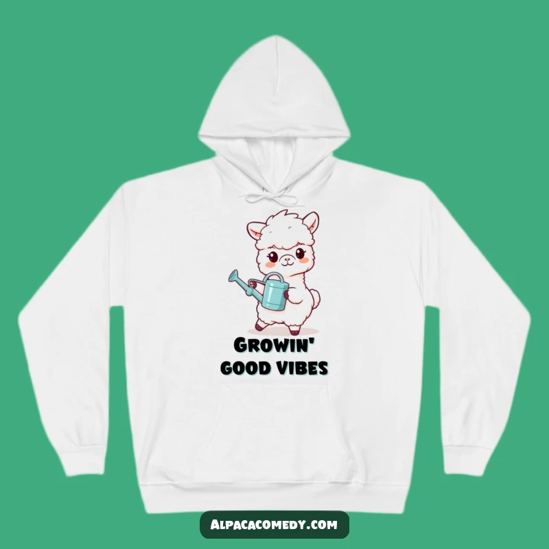 Funny Watering Alpaca Hoodie - Cozy Llama Character Sweatshirt