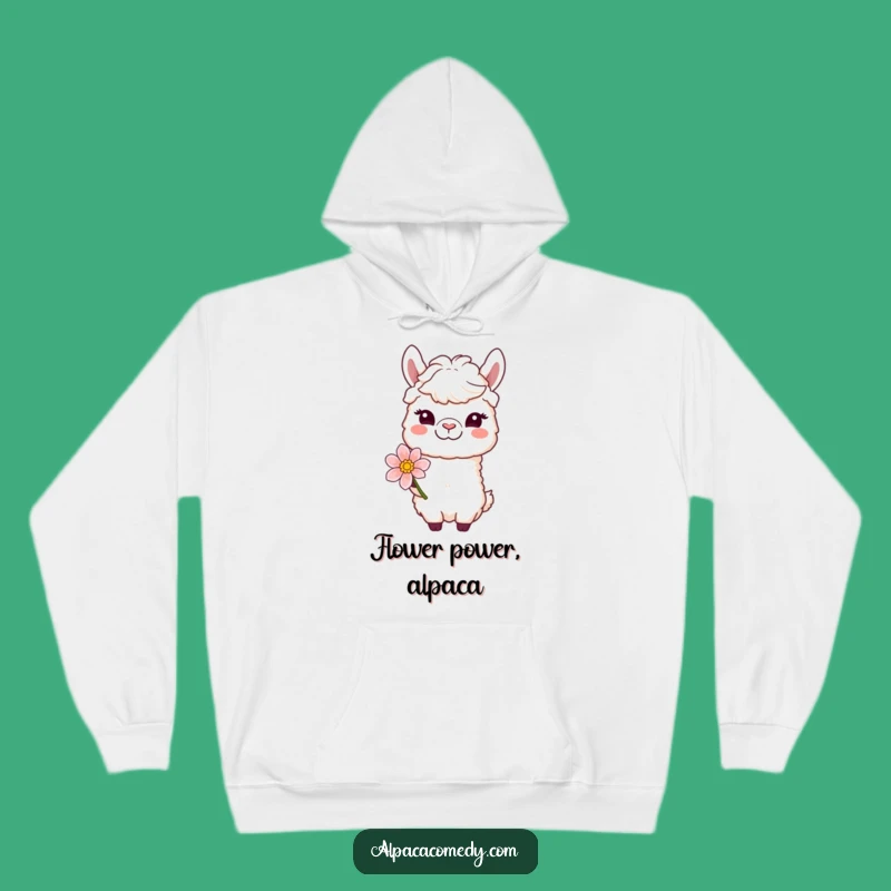 Funny Winking Alpaca Hoodie: Cozy Gentle Character with Bloom, Warm Gift