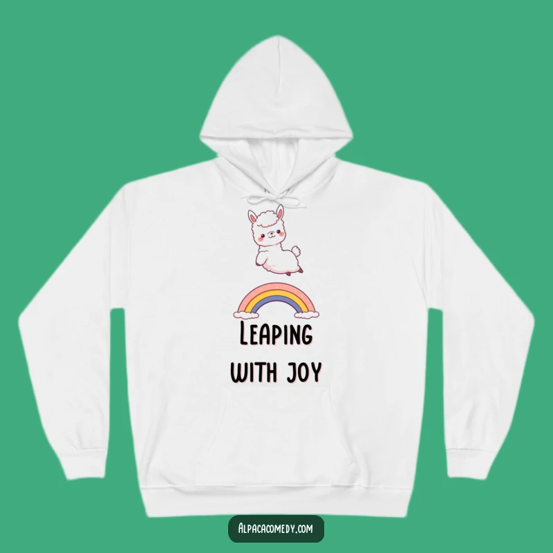 Funny Kawaii Alpaca Rainbow Jump Hoodie - Cozy Joyful Comfort, Humorous Gift