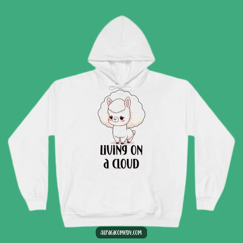 Cozy Funny Kawaii Alpaca Cloud Nuzzle Hoodie: Snuggle in the Sky!