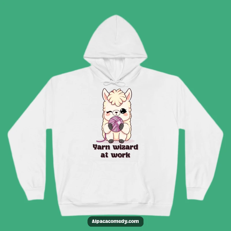 Funny Alpaca Yarn Wink Hoodie: Cozy and Humorous Sweatshirt for Yarn Lovers