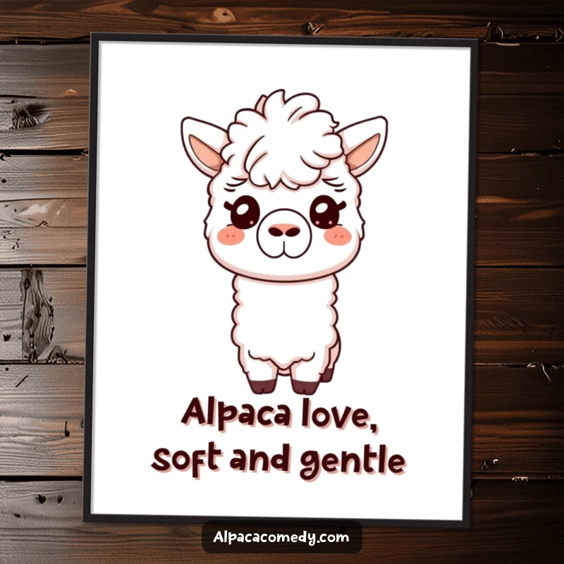 Funny Free Printable Wall Art: A friendly alpaca giving a gentle, loving nuzzle with its soft snout. Sweet and charming decor.