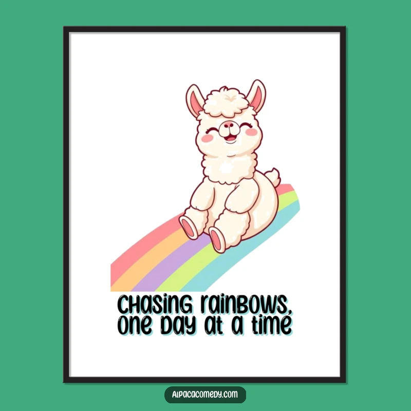 Free Printable Wall Art: Funny Alpaca Rainbow Slide Downloadable Decor