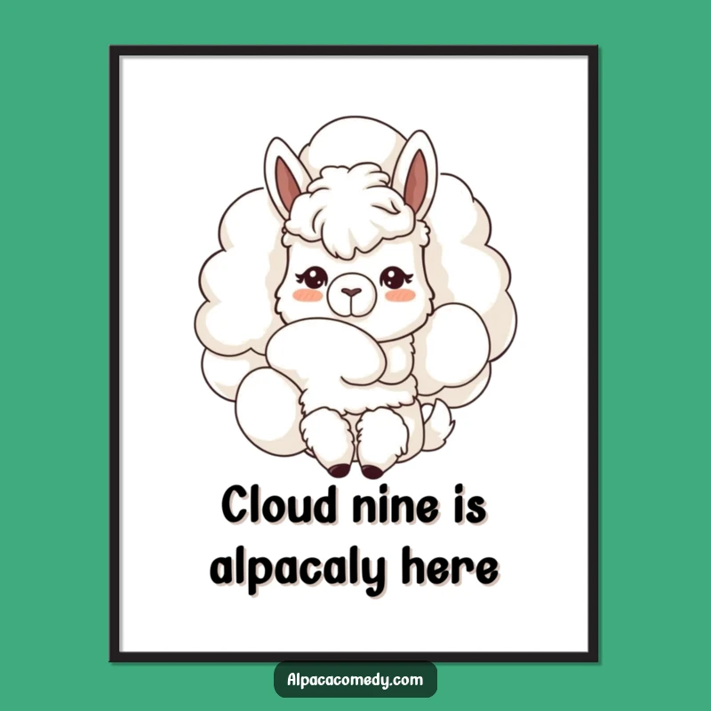 Gentle Free Printable Wall Art: Kawaii Alpaca Cloud Nuzzle, Dreamy Downloadable Decor