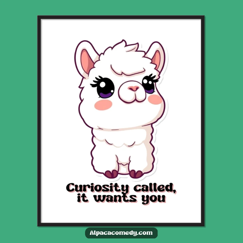 Free Printable Curious Alpaca Wall Art: Funny Upward Gaze Downloadable Decor Gift