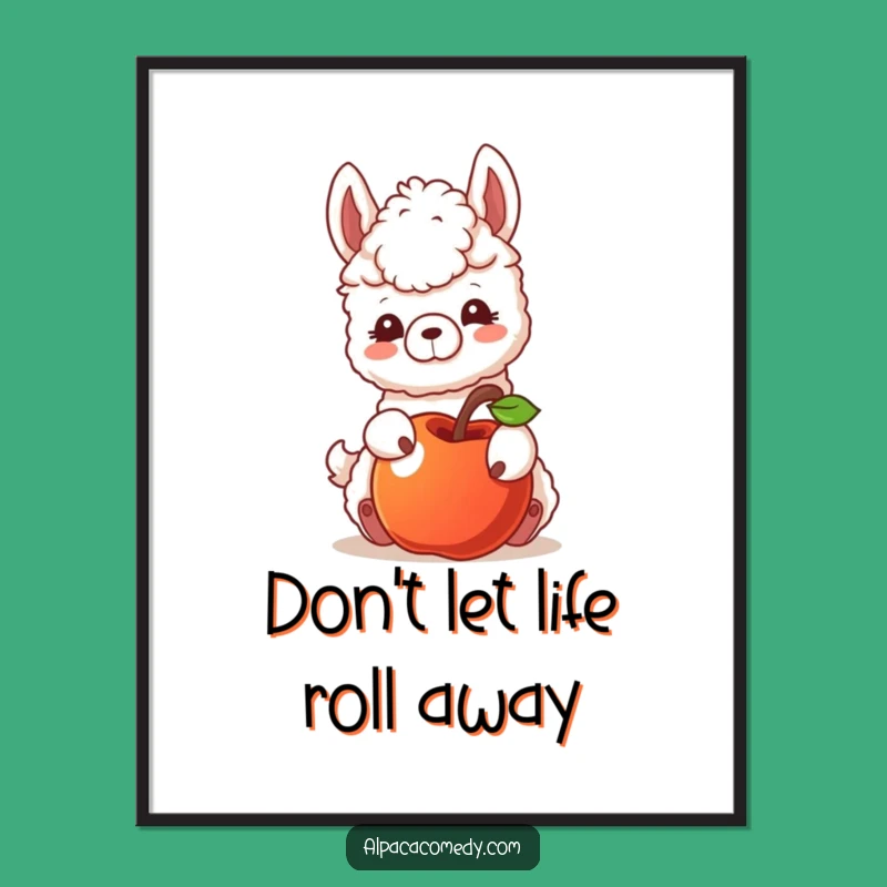 Funny Free Printable Alpaca Wall Art: Nudging Apple, Downloadable Whimsical Decor