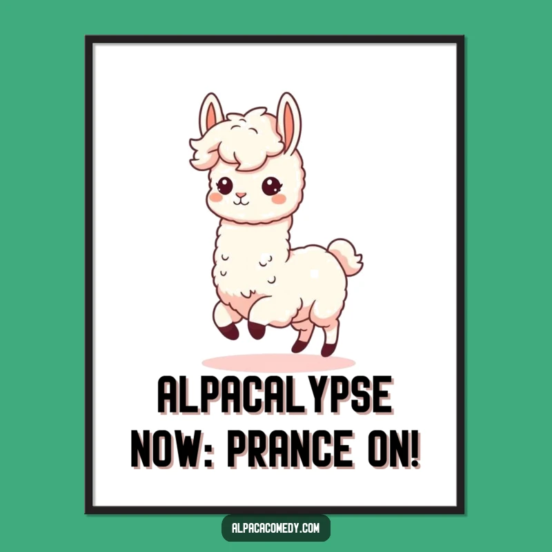 Free Printable Funny Alpaca Wall Art: Prancing Kawaii Paca for Whimsical Home Decor