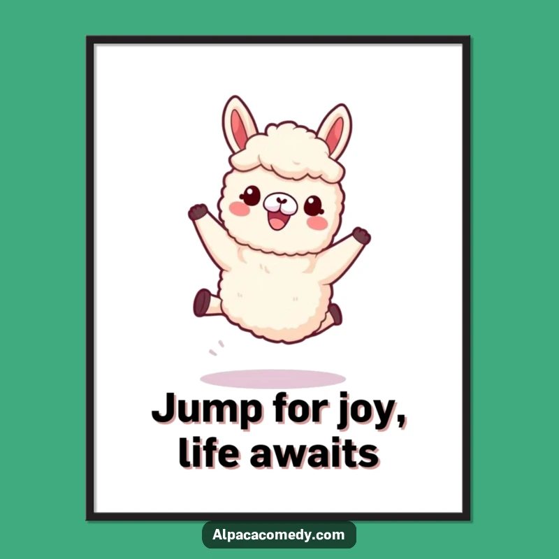 Free Printable Joyful Alpaca Wall Art: Funny Leaping Alpaca Decor Downloadable Gift