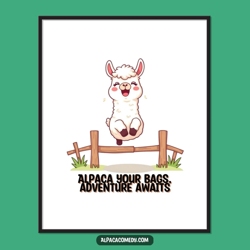 Free Printable Wall Art: Leaping Alpaca Energy - Funny Humorous Downloadable Decor