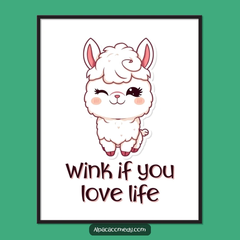 Free Printable Winking Alpaca Wall Art: Funny Cheeky Alpaca Decor Downloadable Gift
