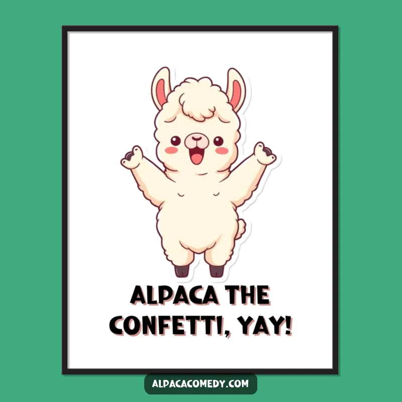 Funny Free Printable Alpaca Wall Art: Cheering Llama, Downloadable Joyful Decor