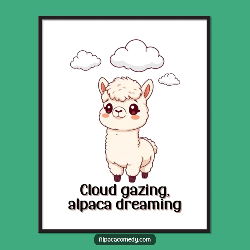 Funny Free Printable Alpaca Wall Art: Curious Cloud Gazing