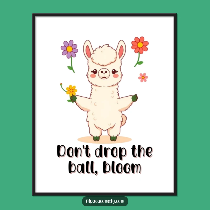 Funny Free Printable Alpaca Wall Art - Juggling Flowers