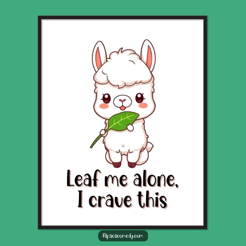 Funny Free Printable Alpaca Wall Art: Tasty Leaf Muncher