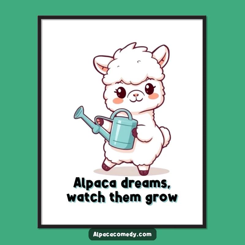 Funny Free Printable Alpaca Wall Art: Watering Can, Downloadable Garden Decor