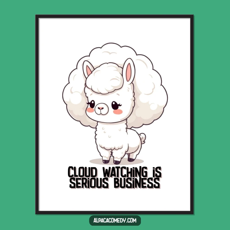 Funny Free Printable Wall Art: Kawaii Alpaca Cloud Nuzzle Art, Downloadable Gift