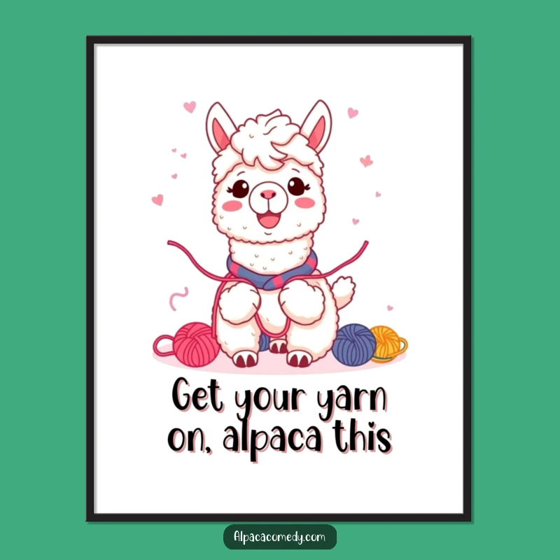 Warm Free Printable Wall Art: Kawaii Alpaca Yarn Sharing, Cozy Downloadable Decor