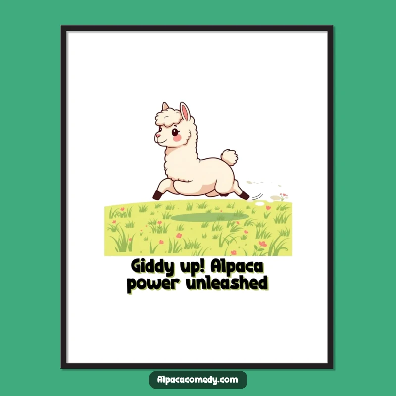 Free Printable Wall Art: Energetic Alpaca Galloping, Fast Funny Downloadable Decor!