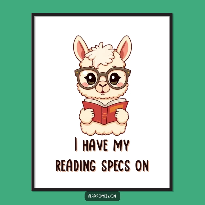 Free Printable Wall Art: Surprised Book Alpaca, Funny Downloadable Decor