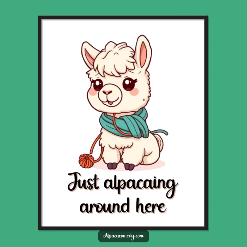 Free Printable Alpaca Wall Art: Kawaii Yarn Alpaca for a Cozy Downloadable Decor Gift