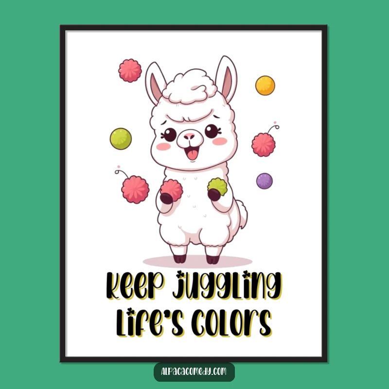 Free Printable Wall Art: Juggling Alpaca Flair - Funny Humorous Downloadable Decor
